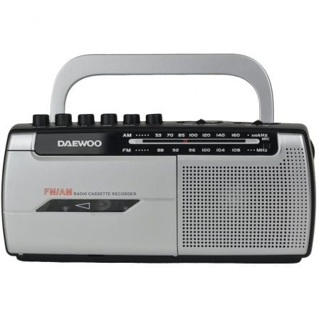 Radio Cassete Daewoo DW1107/ con Cable/ a Pilas/ Preta y Plateada