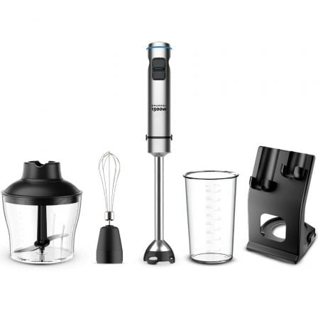 Batidora de mano Grunkel BM-1500SET/ 1500W/ Capacidad 0.8L/ Incluye Vaso, Picadora, Varilla y Soporte