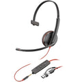 Auricular Poly Blackwire 3215 + Adaptador USB-C/A/ con Micrófono/ Jack 3.5mm/ Preto