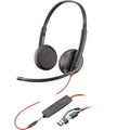 Auscultadores Poly Blackwire 3225 + 3.5 mm + Adaptador USB-C/A/ con Micrófono/ Jack 3.5 - USB Tipo-C/ Bulk/ Pretos