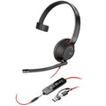Auricular Poly Blackwire 5210 + Adaptador USB-C/A/ con Micrófono/ Jack 3.5mm/ Preto