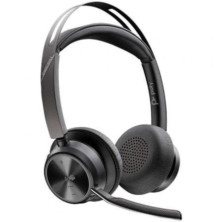 Auscultadores Inalámbricos Poly Voyager Focus 2 para Microsoft Teams + Adaptador USB-C-A + Soporte de Carga/ con Micrófono/ Bluetooth/ Preto