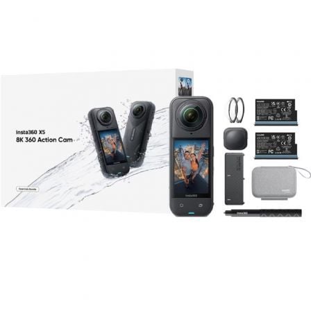 Cámara Digital Deportiva Insta360 X5 Essecial Kit/ 8K/ Ángulo de visión 360º/ Preta