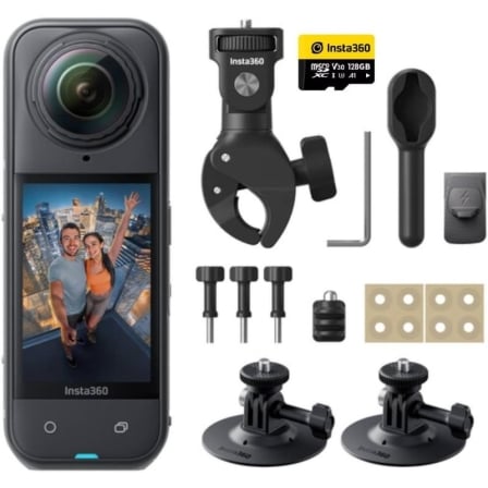 Cámara Digital Deportiva Insta360 X5 Motorcycle Bundle/ 8K/ Ángulo de visión 360º/ Preta