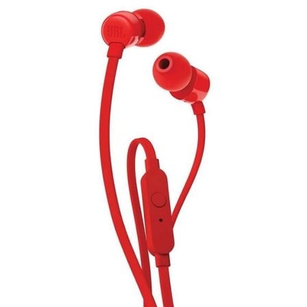 Auscultadores Intrauditivos JBL T110/ con Micrófono/ Jack 3.5/ Rojos