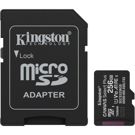 Tarjeta de Memoria Kingston CANVAS Select Plus 256GB microSD XC con Adaptador/ Clase 10/ 150MBs