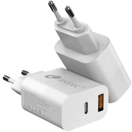 Carregador de Pared Leotec LECSPH20W2W2/ 1xUSB Tipo-C/ 1xUSB/ 20W
