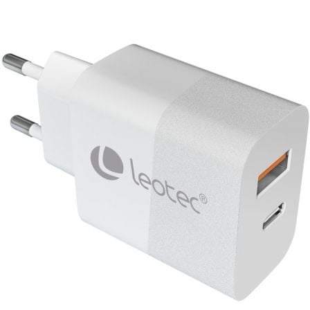 Carregador de Pared GaN Leotec LECSPH30W2W/ 1xUSB Tipo-C/ 1xUSB/ 30W