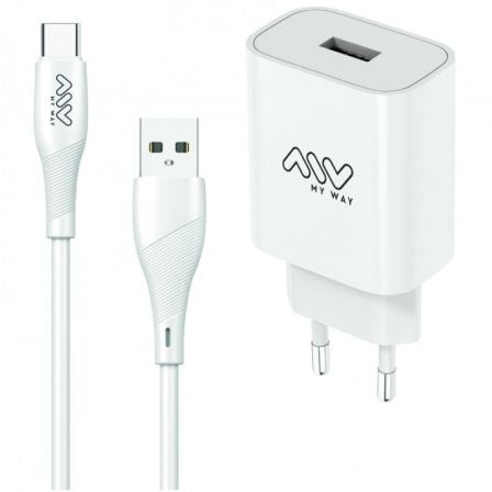 Carregador de Pared Myway MYWEPAK0002/ 1xUSB + Cable USB Tipo-C/ 15W