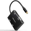 Conversor Nanocable 10.16.4307/ USB Tipo-C Macho - VGA Hembra/ DVI Hembra/ HDMI Hembra/ DisplayPort Hembra/ 10cm/ Preto