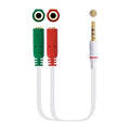 Cable Estéreo Nanocable 10.24.1201/ Jack 3.5 Macho - 2x Jack 3.5 Hembra/ 20cm/ Branco