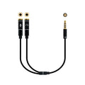 Cable Estéreo Nanocable 10.24.1202/ Jack 3.5 Macho - 2x Jack 3.5 Hembra/ 30cm/ Preto