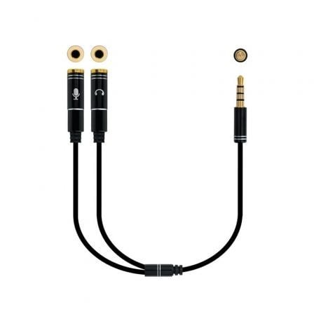 Cable Estéreo Nanocable 10.24.1202/ Jack 3.5 Macho - 2x Jack 3.5 Hembra/ 30cm/ Preto
