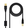 Cable USB 2.0 Impressora Nanocable 10.01.1202/ USB Tipo-B Macho - USB Macho / 2m/ Preto