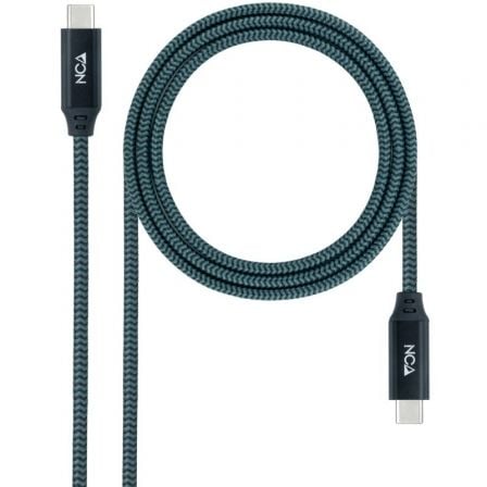 Cable USB 3.2 Nanocable 10.01.4300-COMB/ USB Tipo-C Macho - USB Tipo-C Macho/ Hasta 100W/ 20Gbps/ 50cm/ Gris y Preto