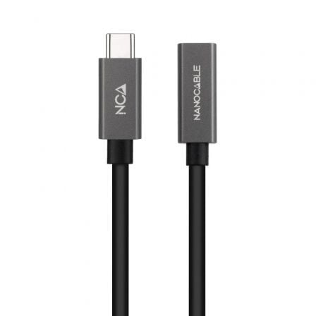 Cable Alargador USB 3.2 Nanocable 10.01.4402/ USB Tipo-C Macho - USB Tipo-C Hembra/ 2m/ Preto