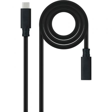 Cable Alargador USB Tipo-C 3.2 Nanocable 10.01.4500/ USB Tipo-C Macho - USB Tipo-C Hembra/ 50cm/ Preto