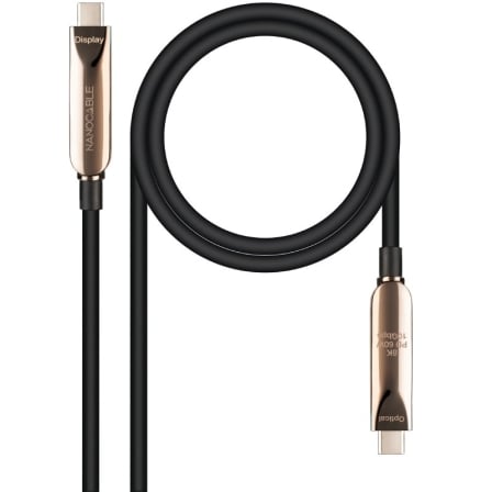 Cable USB 3.2 Tipo-C AOC Nanocable 10.01.4605/ USB Tipo-C Macho - USB Tipo-C Macho/ Hasta 60W/ 10Gbps/ 5m/ Preto