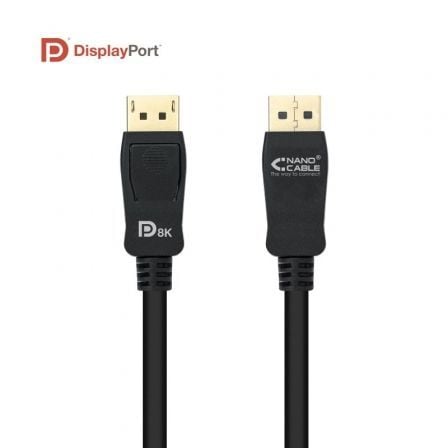 Cable DisplayPort 1.4 8K Nanocable 10.15.2502/ DisplayPort Macho - DisplayPort Macho/ 2m/ Certificado/ Preto