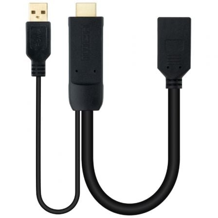 Cable Conversor Nanocable 10.16.0205/ HDMI Macho - DisplayPort Hembra/ 20cm/ Preto