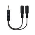 Cable Estéreo Nanocable 10.24.1200/ Jack 3.5 Macho - 2x Jack 3.5 Hembra/ 15cm/ Preto