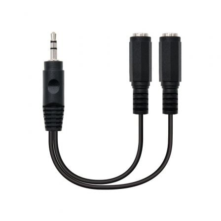Cable Estéreo Nanocable 10.24.1200/ Jack 3.5 Macho - 2x Jack 3.5 Hembra/ 15cm/ Preto