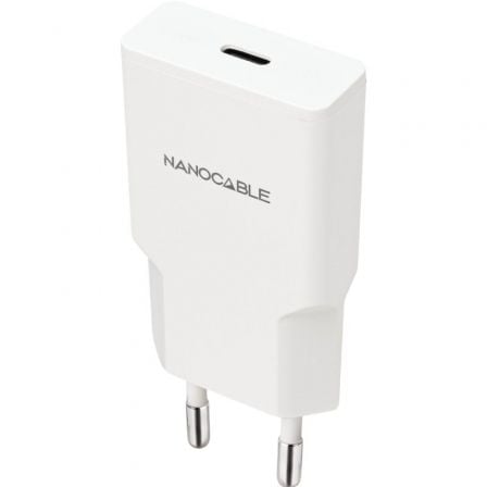 Carregador de Pared Nanocable 10.10.2024/ 1xUSB Tipo-C/ 25W/ Branco