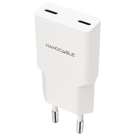 Carregador de Pared Nanocable 10.10.2029/ 2xUSB Tipo-C/ 30W/ Branco