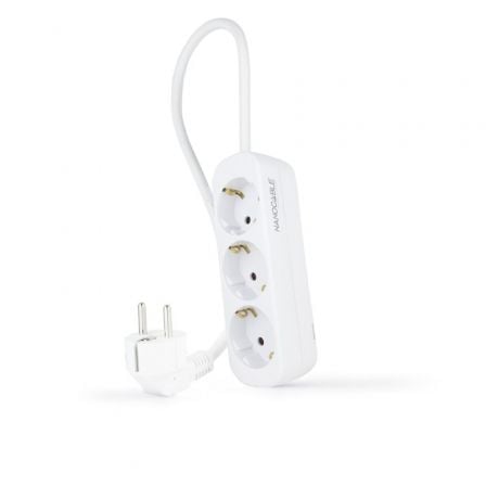 Regleta Nanocable 10.38.0003-NS/ 3 Tomas de Corriente/ Cable 1.4m/ Branca