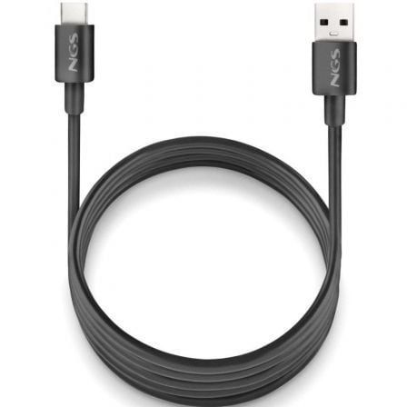 Cable USB 2.0 NGS ZYRO-AC/ USB Macho - USB Tipo-C Macho/ Hasta 15W/ 480Mbps/ 1m/ Preto