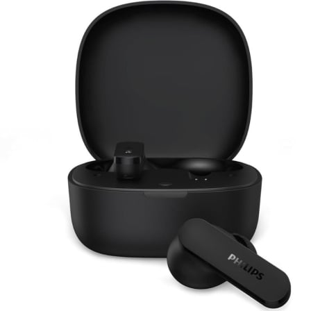 Auscultadores Bluetooth Philips TAT2100BK con estuche de carga/ Autonomía 8h/ Pretos