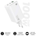 Carregador de Pared GaN Subblim 100W Charger USB C+C+A/ 2xUSB Tipo-C/ 1xUSB/ 100W
