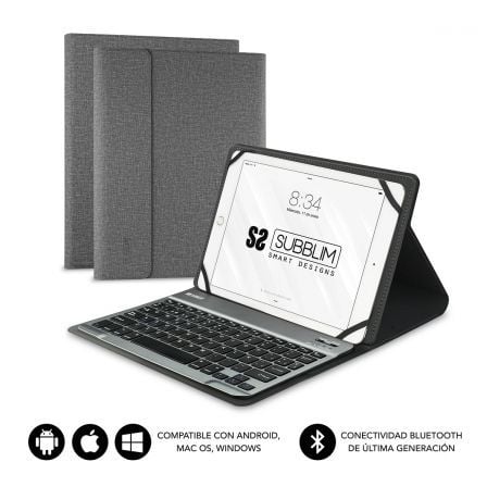 Capa con Teclado Subblim Keytab Pro Bluetooth para Tablets de 9.6-10.8/ Gris