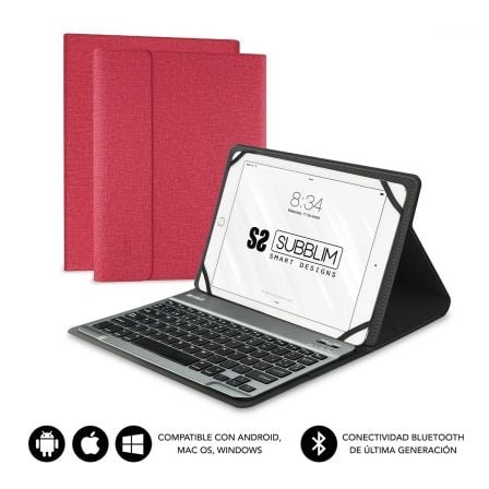 Capa con Teclado Subblim Keytab Pro Bluetooth para Tablets de 9.6-10.8/ Roja