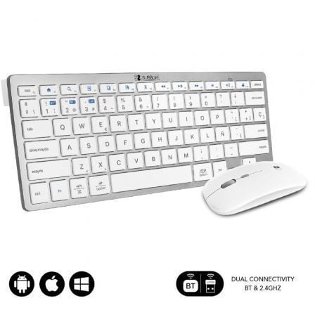 Teclado y Rato Inalámbrico Subblim OCO010 Combo Multidispositivo Compacto/ Plata