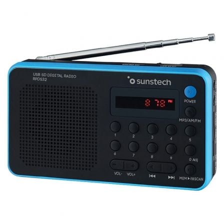 Radio Portátil Sunstech RPDS32BL/ con Batería/ Preta y Azul