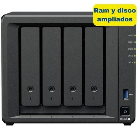 NAS Synology Diskstation DS425+/ 4 Bahías 3.5- 2.5/ 6GB DDR4/ 16TB/ Formato Torre