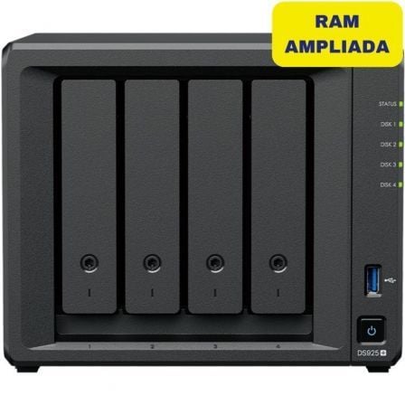 NAS Synology Diskstation DS925+/ 4 Bahías 3.5- 2.5/ 8GB DDR4/ Formato Torre