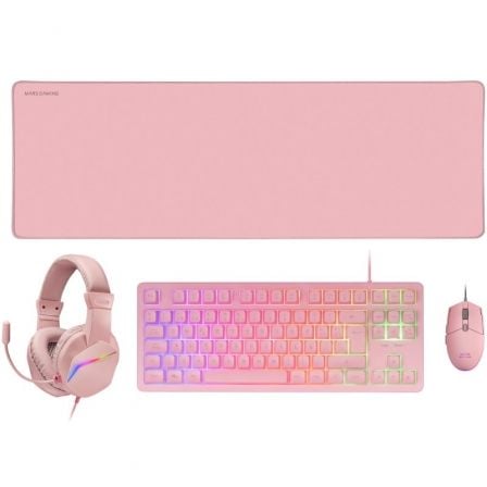 Pack Gaming Mars Gaming MCP-RGB3P/ Teclado RGB + Rato Óptico + Alfombrilla XXL + Auscultadores