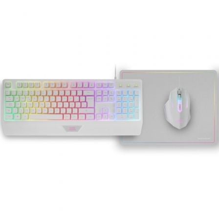 Pack Gaming Mars Gaming MCP124/ Teclado H-MECH + Rato Óptico + Alfombrilla/ Branco