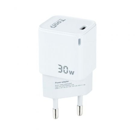 Carregador de Pared GaN TooQ TQWC-GANPD30WT/ 1xUSB Tipo-C/ 30W