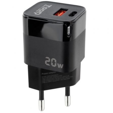 Carregador de Pared TooQ TQWC-QCPD20/ 1xUSB Tipo-C/ 1xUSB/ 20W