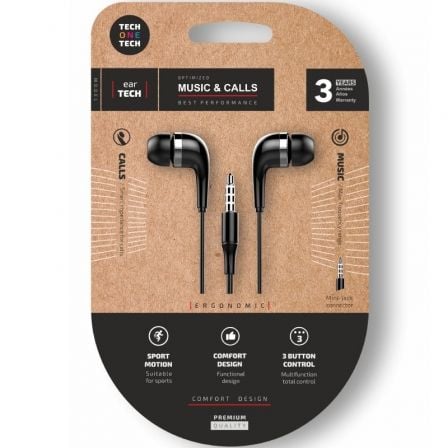 Auscultadores Intrauditivos Tech One Tech soft earTECH TEC1005/ con Micrófono/ Jack 3.5/ Pretos