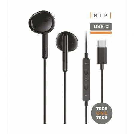 Auscultadores Intrauditivos Tech One Tech earTECH TEC1302/ con Micrófono/ USB Tipo-C/ Pretos