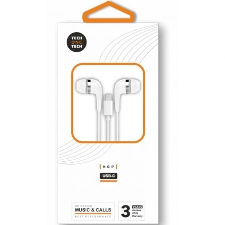 Auscultadores Intrauditivos Tech One Tech earTECH TEC1304/ con Micrófono/ USB Tipo-C/ Brancos