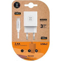 Carregador de Pared Tech One Tech TEC2403/ 2xUSB + Cable USB Tipo-C/ 12W/ Branco