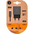 Carregador de Pared Tech One Tech TEC2423/ 2xUSB + Cable USB Tipo-C/ 12W/ Preto