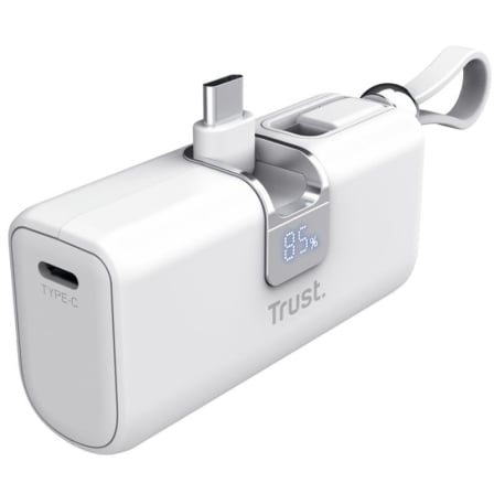 Powerbank 5000mAh Trust Pacto 26105/ 18W/ Branca