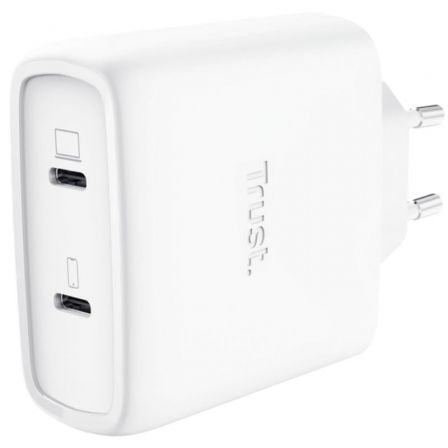 Carregador de Pared GaN Trust Maxo 65W 25526/ 2xUSB Tipo-C/ Incluye Cable USB Tipo-C/ 65W