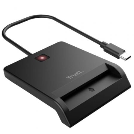 Lector de Tarjetas Inteligentes Trust Primo 26253/ USB Tipo-C/ Preto